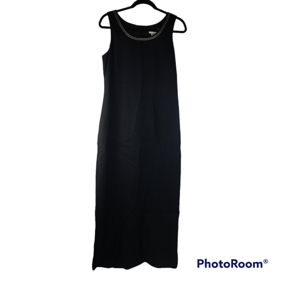 Coldwater Creek 2pc Black Sleeveless Sheath Dress & Short Sleeve Jacket Size 8 - Picture 6 of 15